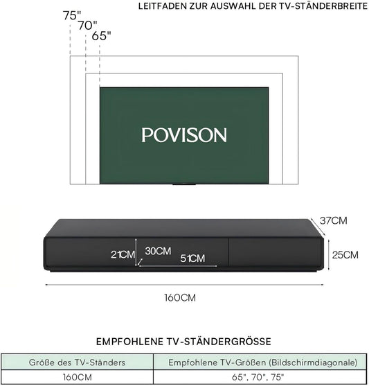 POVISON Schwebendes TV-Lowboard aus Massivholz – Modernes Hängeschrank-TV-Möbel mit Stauraum & Kabelmanagement