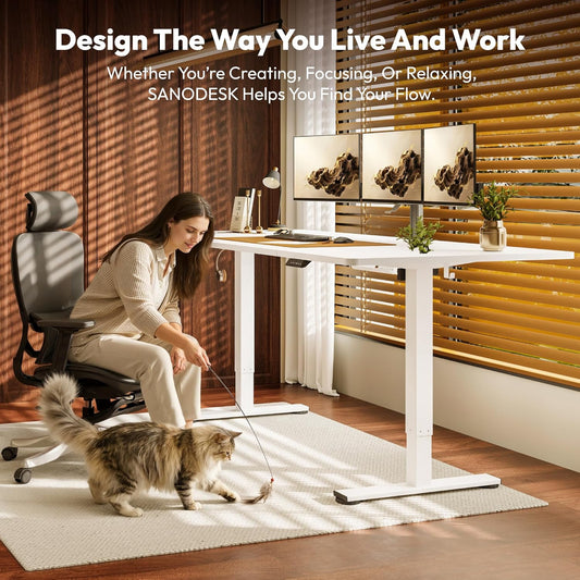 SANODESK höhenverstellbarer Schreibtisch – XXL Standing Desk elektrisch, ergonomisch, stabil