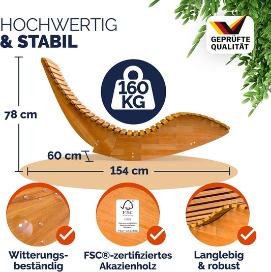 Casaria Sonnenliege 2er Set aus Akazienholz – Klappbar, Wetterfest, FSC-zertifiziert, 195×60 cm, Braun