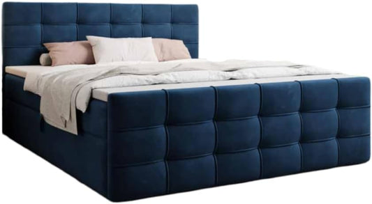 Luxusbetten24 Boxspringbett Luxor – Samt Polsterbett mit Stauraum & Bonellfederkernmatratze