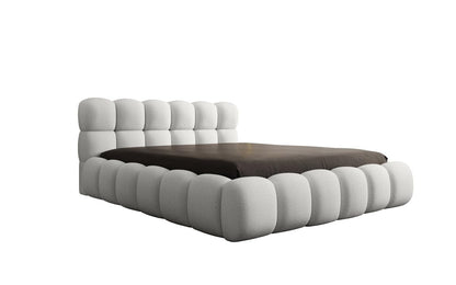 Luxusbetten24 Polsterbett Boston – Designerbett mit Stauraum, Bouclé-Bezug, modernes Bettgestell