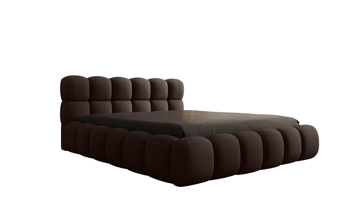 Luxusbetten24 Polsterbett Boston – Designerbett mit Stauraum, Bouclé-Bezug, modernes Bettgestell