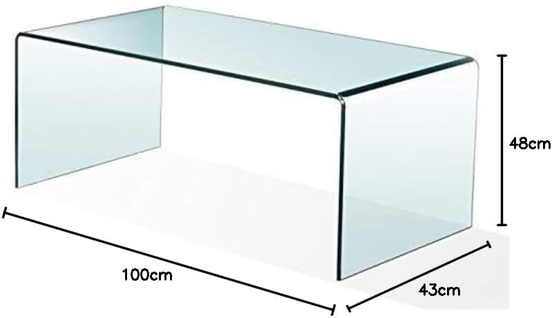 Grupo SDM Cheval Couchtisch Glas – Gebogenes Sicherheitsglas 10 mm, Transparent, Modern (100 x 48 cm)