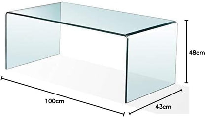 Grupo SDM Cheval Couchtisch Glas – Gebogenes Sicherheitsglas 10 mm, Transparent, Modern (100 x 48 cm)