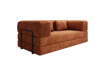 Luxusbetten24 Lazy 3-Sitzer Sofa – Designer Couch aus Cord, Modernes Loungesofa mit Metallrahmen