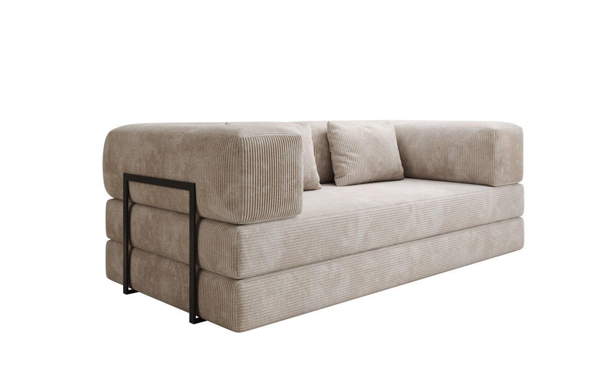 Luxusbetten24 Lazy 3-Sitzer Sofa – Designer Couch aus Cord, Modernes Loungesofa mit Metallrahmen