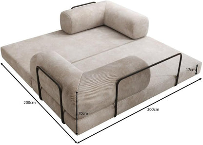 Luxusbetten24 Lazy 3-Sitzer Sofa – Designer Couch aus Cord, Modernes Loungesofa mit Metallrahmen