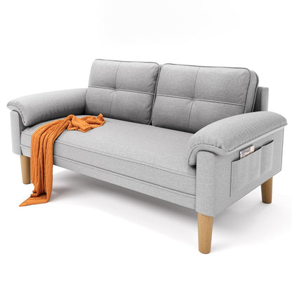 Xbro 2-Sitzer Sofa aus Stoff – Modernes Loveseat, Mit Armlehnen und Seitentasche