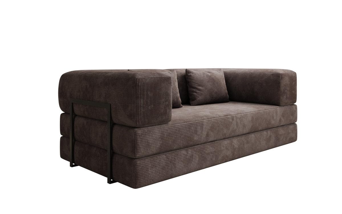 Luxusbetten24 Lazy 3-Sitzer Sofa – Designer Couch aus Cord, Modernes Loungesofa mit Metallrahmen