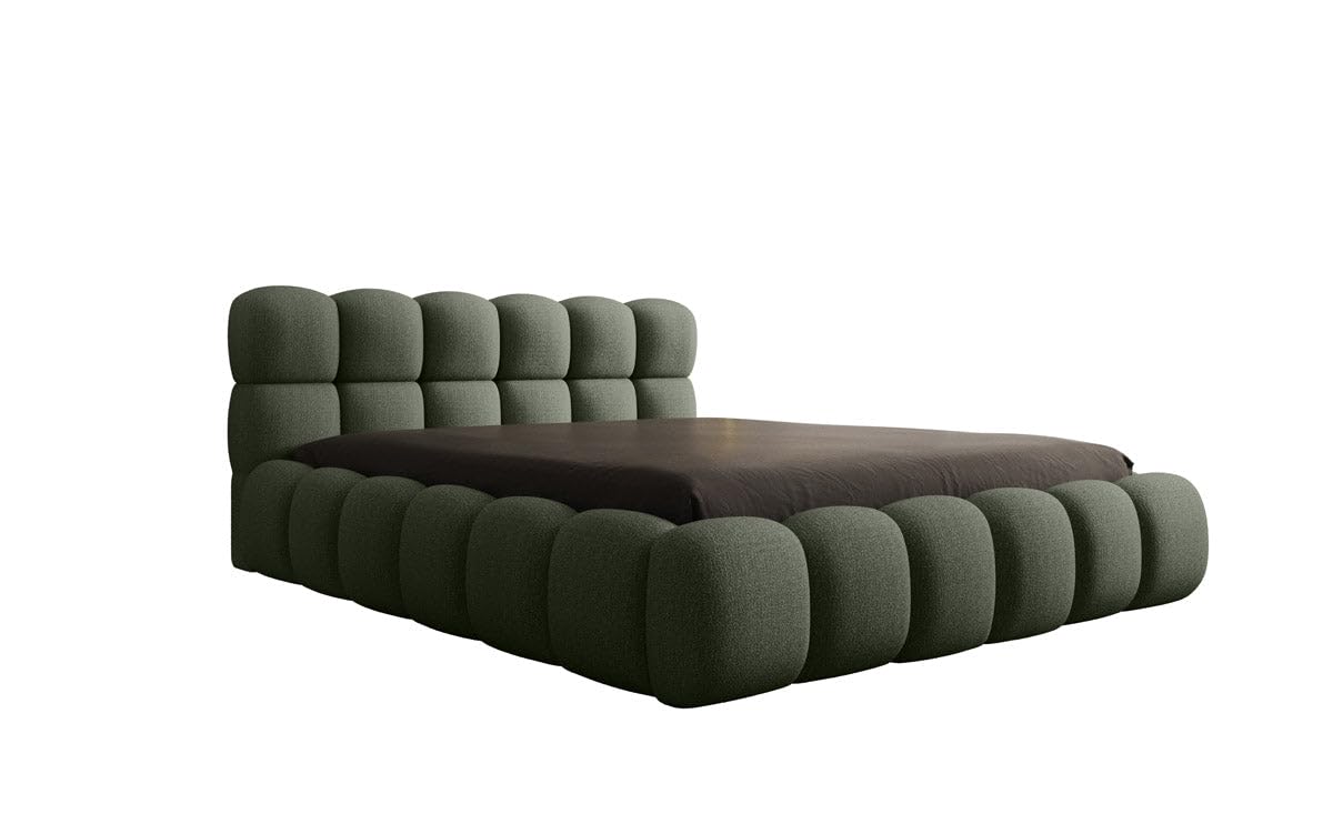 Luxusbetten24 Polsterbett Boston – Designerbett mit Stauraum, Bouclé-Bezug, modernes Bettgestell
