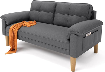 Xbro 2-Sitzer Sofa aus Stoff – Modernes Loveseat, Mit Armlehnen und Seitentasche