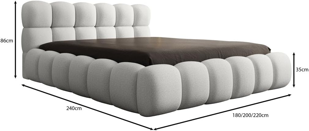 Luxusbetten24 Polsterbett Boston – Designerbett mit Stauraum, Bouclé-Bezug, modernes Bettgestell