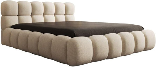 Luxusbetten24 Polsterbett Boston – Designerbett mit Stauraum, Bouclé-Bezug, modernes Bettgestell