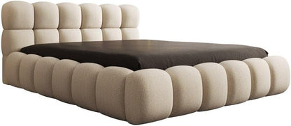 Luxusbetten24 Polsterbett Boston – Designerbett mit Stauraum, Bouclé-Bezug, modernes Bettgestell