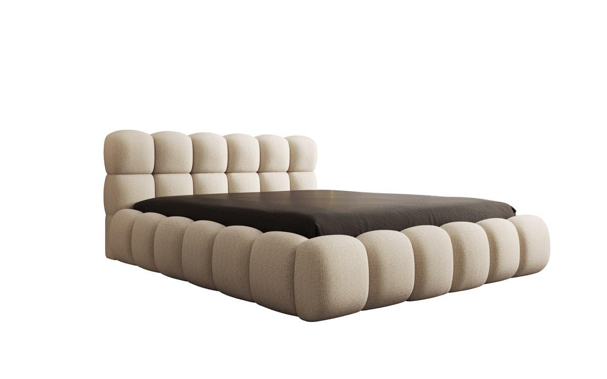 Luxusbetten24 Polsterbett Boston – Designerbett mit Stauraum, Bouclé-Bezug, modernes Bettgestell