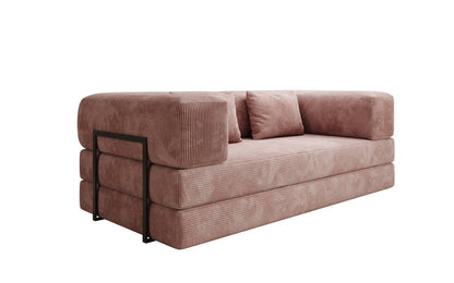 Luxusbetten24 Lazy 3-Sitzer Sofa – Designer Couch aus Cord, Modernes Loungesofa mit Metallrahmen