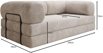 Luxusbetten24 Lazy 3-Sitzer Sofa – Designer Couch aus Cord, Modernes Loungesofa mit Metallrahmen