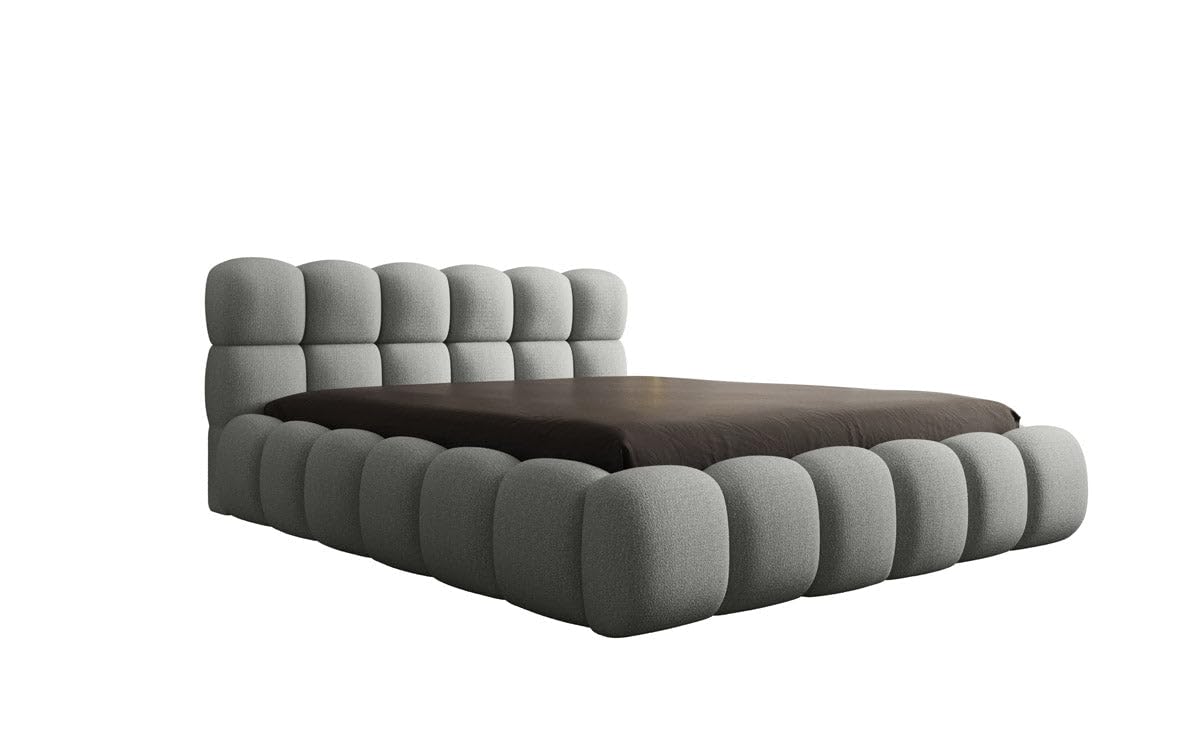 Luxusbetten24 Polsterbett Boston – Designerbett mit Stauraum, Bouclé-Bezug, modernes Bettgestell