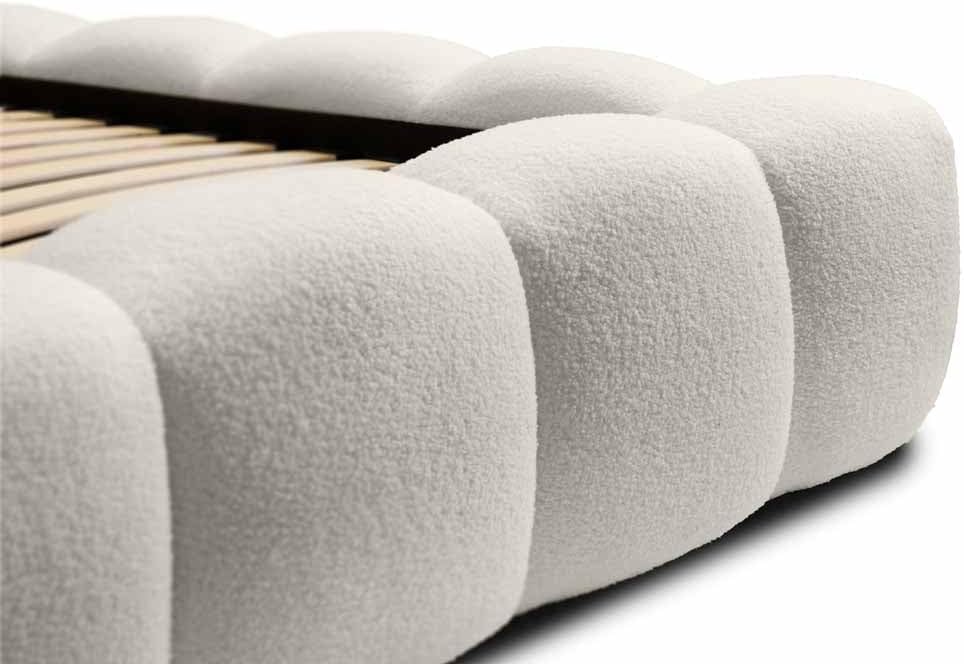 Luxusbetten24 Polsterbett Boston – Designerbett mit Stauraum, Bouclé-Bezug, modernes Bettgestell