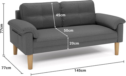 Xbro 2-Sitzer Sofa aus Stoff – Modernes Loveseat, Mit Armlehnen und Seitentasche