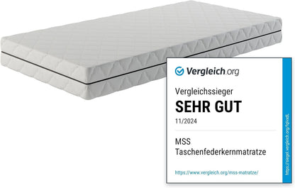 MSS e.K. 7-Zonen Taschenfederkernmatratze, Orthopädisch, Öko-Tex, Ergonomisch, Komfortschaum