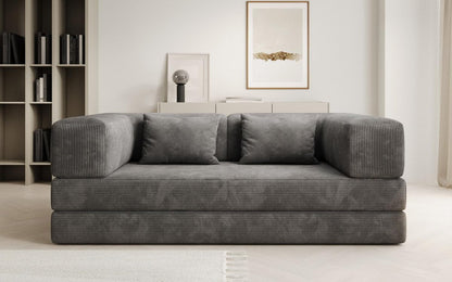 Luxusbetten24 Lazy 3-Sitzer Sofa – Designer Couch aus Cord, Modernes Loungesofa mit Metallrahmen