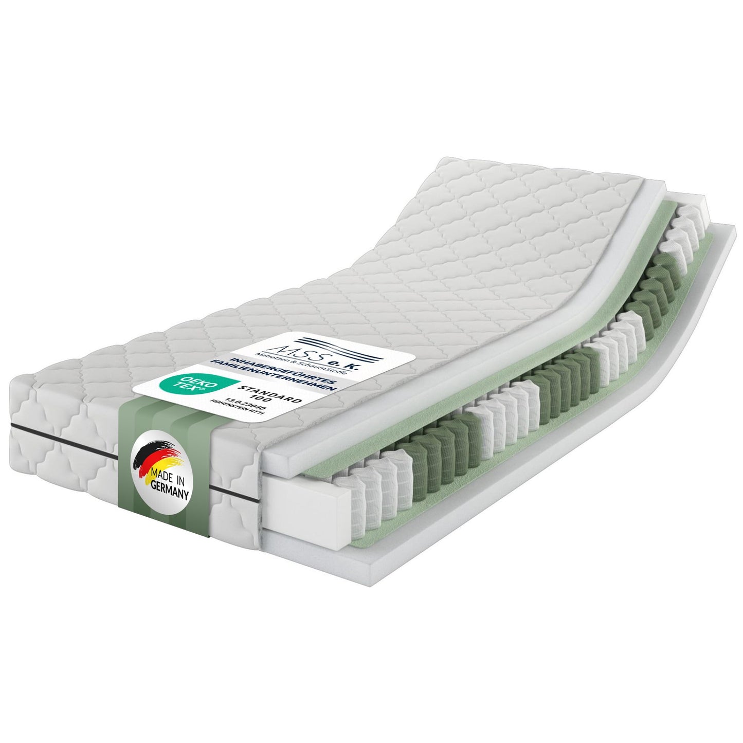 MSS e.K. 7-Zonen Taschenfederkernmatratze, Orthopädisch, Öko-Tex, Ergonomisch, Komfortschaum