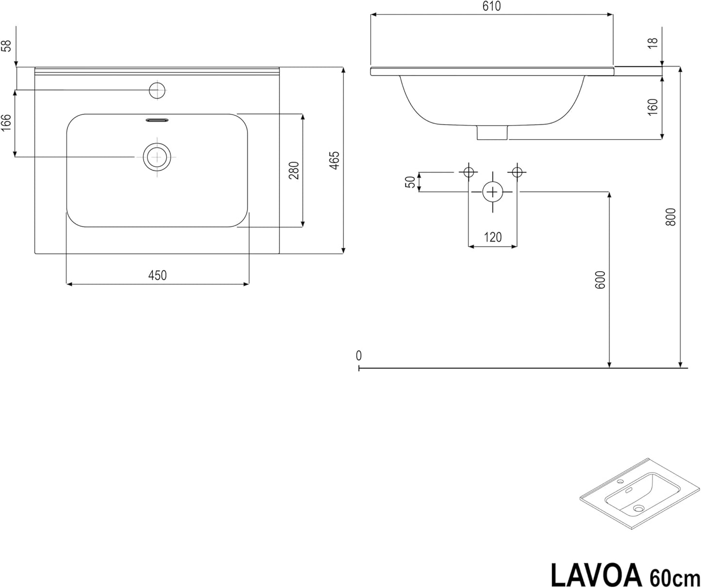 BERNSTEIN Badmöbel-Set Lavoa – Waschbecken mit Unterschrank, 2 Schubladen, Soft-Close, modernes Waschtisch-Set