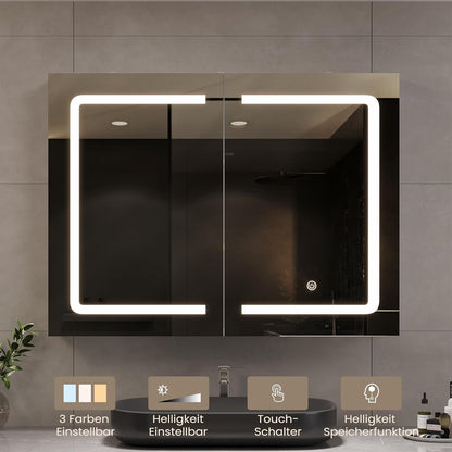DICTAC LED Spiegelschrank Bad mit Steckdose und Touch-Sensor