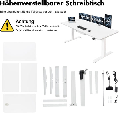 Devoko höhenverstellbarer Schreibtisch elektrisch – ergonomisch, stabil, mit Speicherfunktion