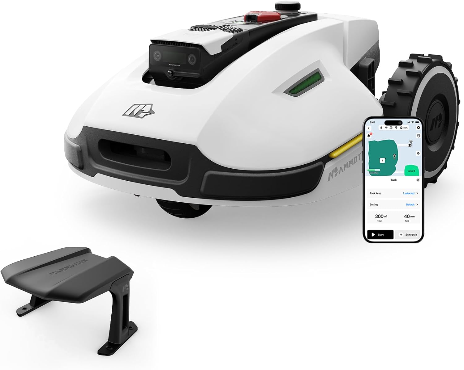 MAMMOTION YUKA 2000 Mähroboter ohne Begrenzungskabel, NetRTK+Vision, Keine RTK-Antenne erforderlich, Auto-Kartierung, Empf. 2000m², Max. 2800m², mit 4G-Modul, 50% Steigung