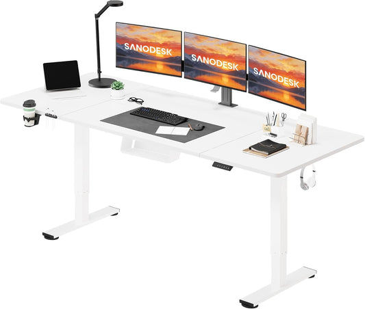 SANODESK höhenverstellbarer Schreibtisch – XXL Standing Desk elektrisch, ergonomisch, stabil