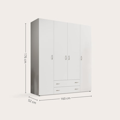 Stella Trading Kleiderschrank mit Drehtüren – Holzschrank für Schlafzimmer, zeitloses Design