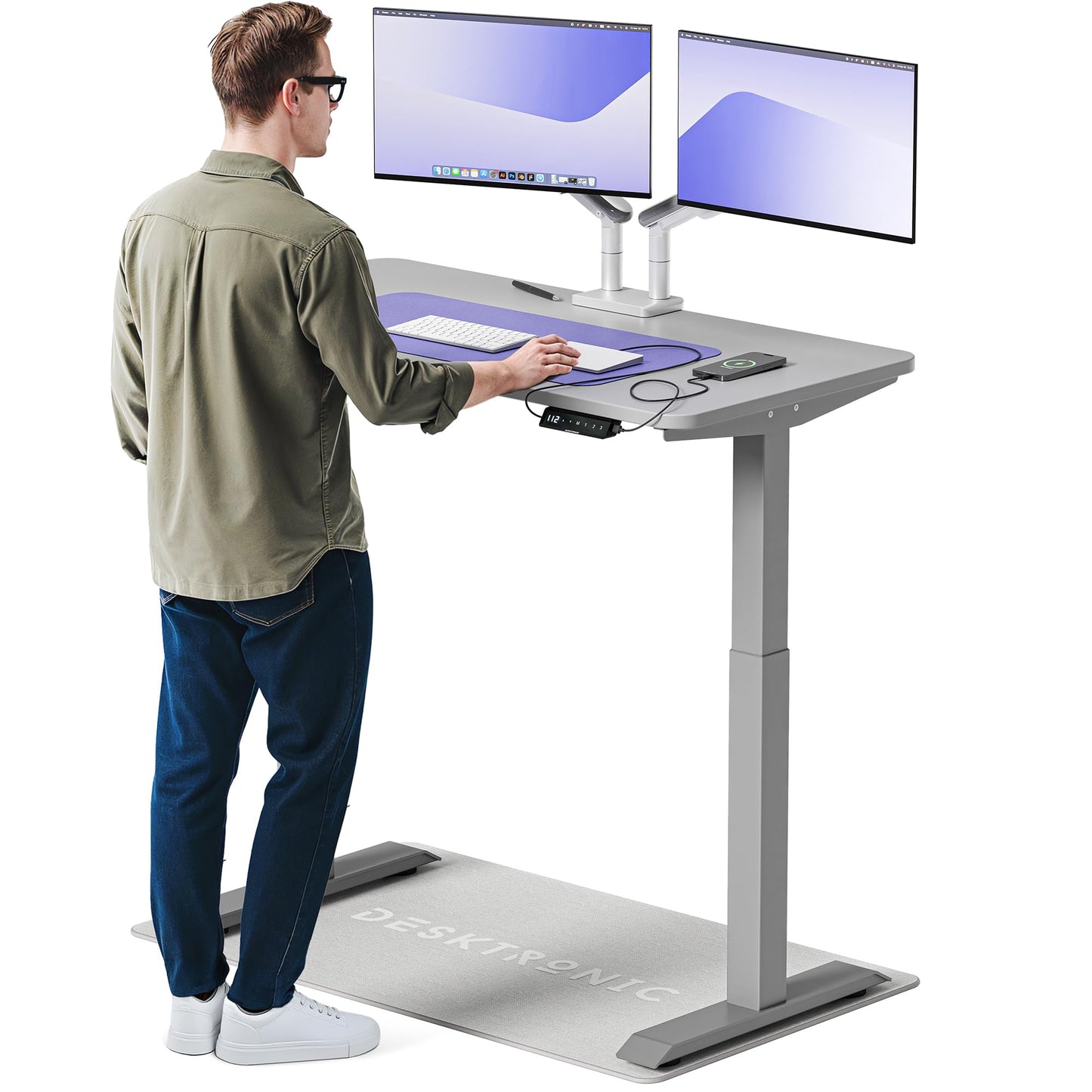 Desktronic HomeOne Elektrisch Höhenverstellbarer Schreibtisch, USB-Anschlüsse, Ergonomisch