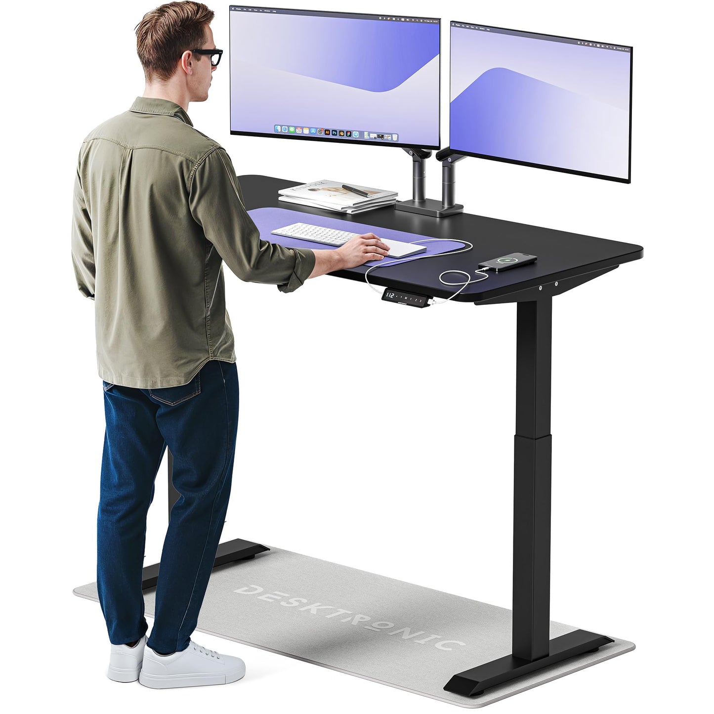 Desktronic HomeOne Elektrisch Höhenverstellbarer Schreibtisch, USB-Anschlüsse, Ergonomisch