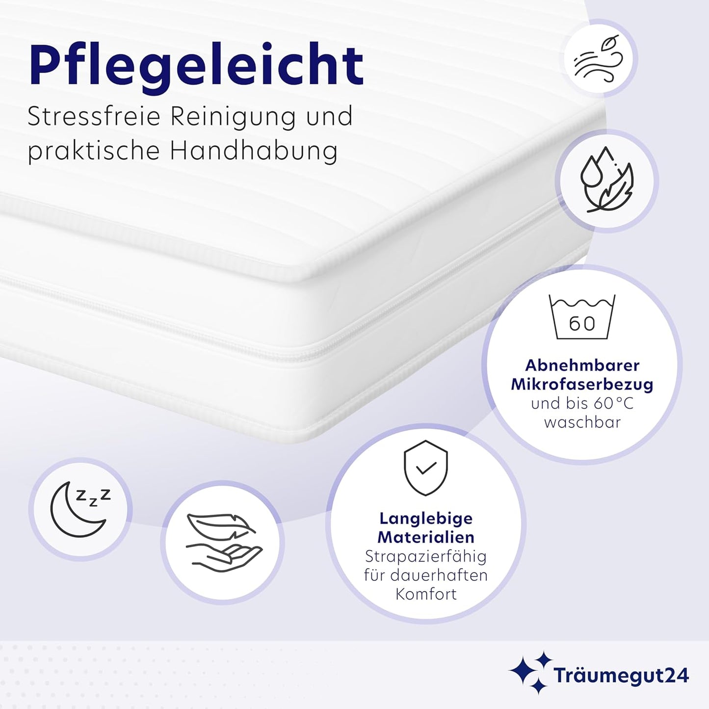 Träumegut24 AquaFlex 7-Zonen Kaltschaummatratze | Ergonomisch, Hypoallergen, Abnehmbarer Bezug, Oeko-TEX®