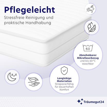 Träumegut24 AquaFlex 7-Zonen Kaltschaummatratze | Ergonomisch, Hypoallergen, Abnehmbarer Bezug, Oeko-TEX®