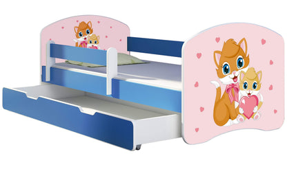 ACMA Kinderbett Jugendbett mit Einer Schublade und Matratze Blau mit Rausfallschutz Lattenrost II 140x70 160x80 180x80 (36 Feuerwehr, 160x80)