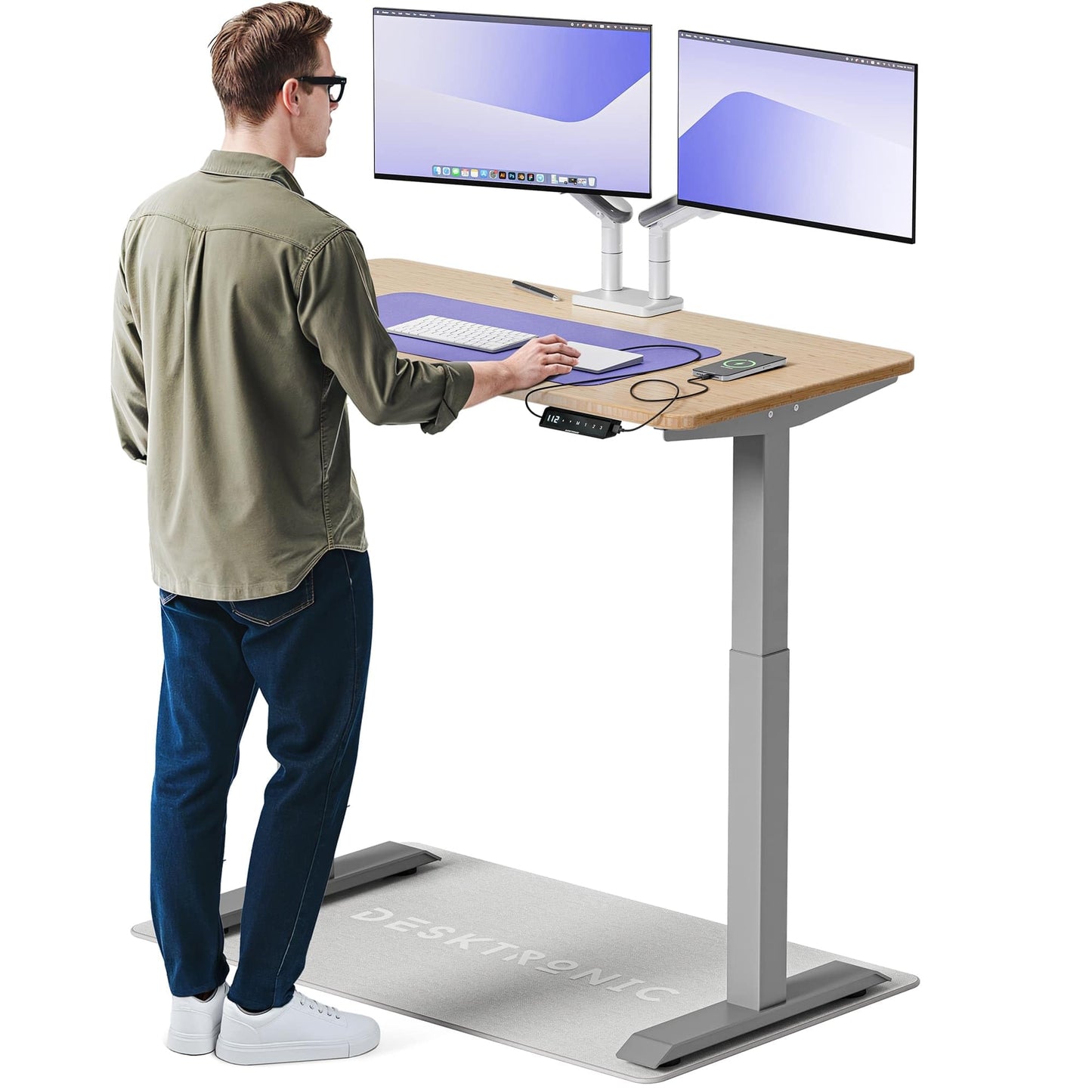 Desktronic HomeOne Elektrisch Höhenverstellbarer Schreibtisch, USB-Anschlüsse, Ergonomisch