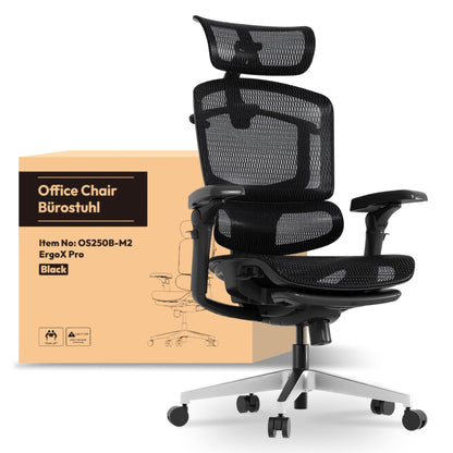 FLEXISPOT ErgoX Ergonomischer Bürostuhl mit Fußstütze – 5D-Rückenlehne, 3D-Armlehnen, Atmungsaktiv