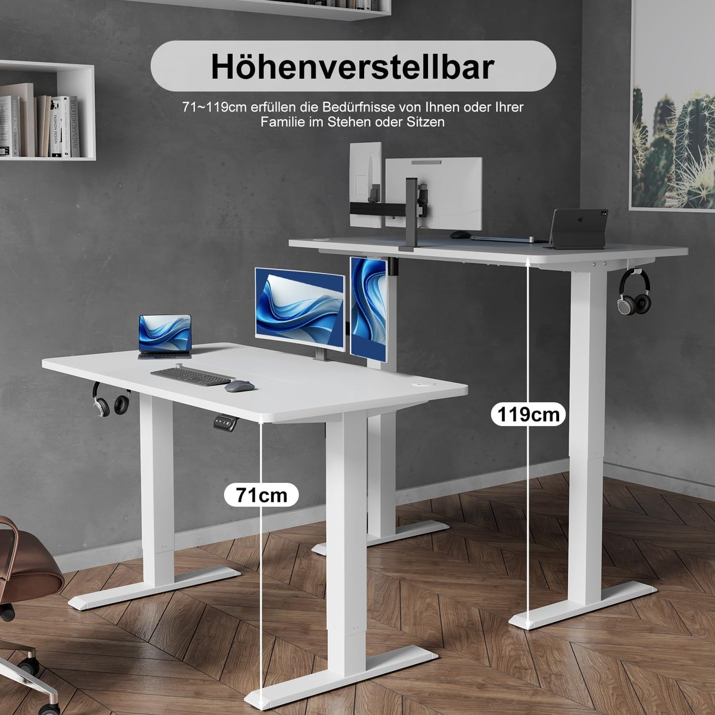 Devoko höhenverstellbarer Schreibtisch elektrisch – ergonomisch, stabil, mit Speicherfunktion