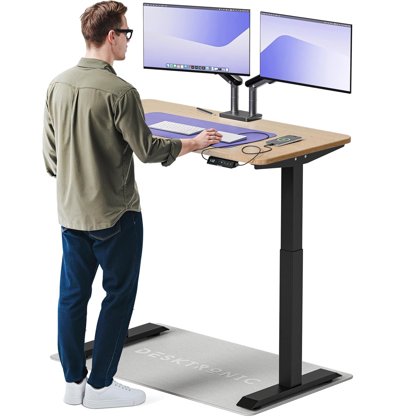 Desktronic HomeOne Elektrisch Höhenverstellbarer Schreibtisch, USB-Anschlüsse, Ergonomisch