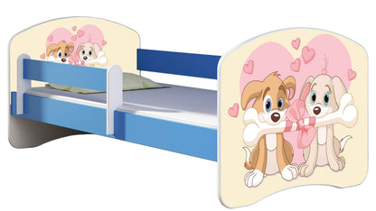 ACMA Kinderbett Jugendbett mit Einer Schublade und Matratze Blau mit Rausfallschutz Lattenrost II 140x70 160x80 180x80 (36 Feuerwehr, 160x80)