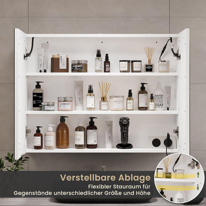 DICTAC LED Spiegelschrank Bad mit Steckdose und Touch-Sensor