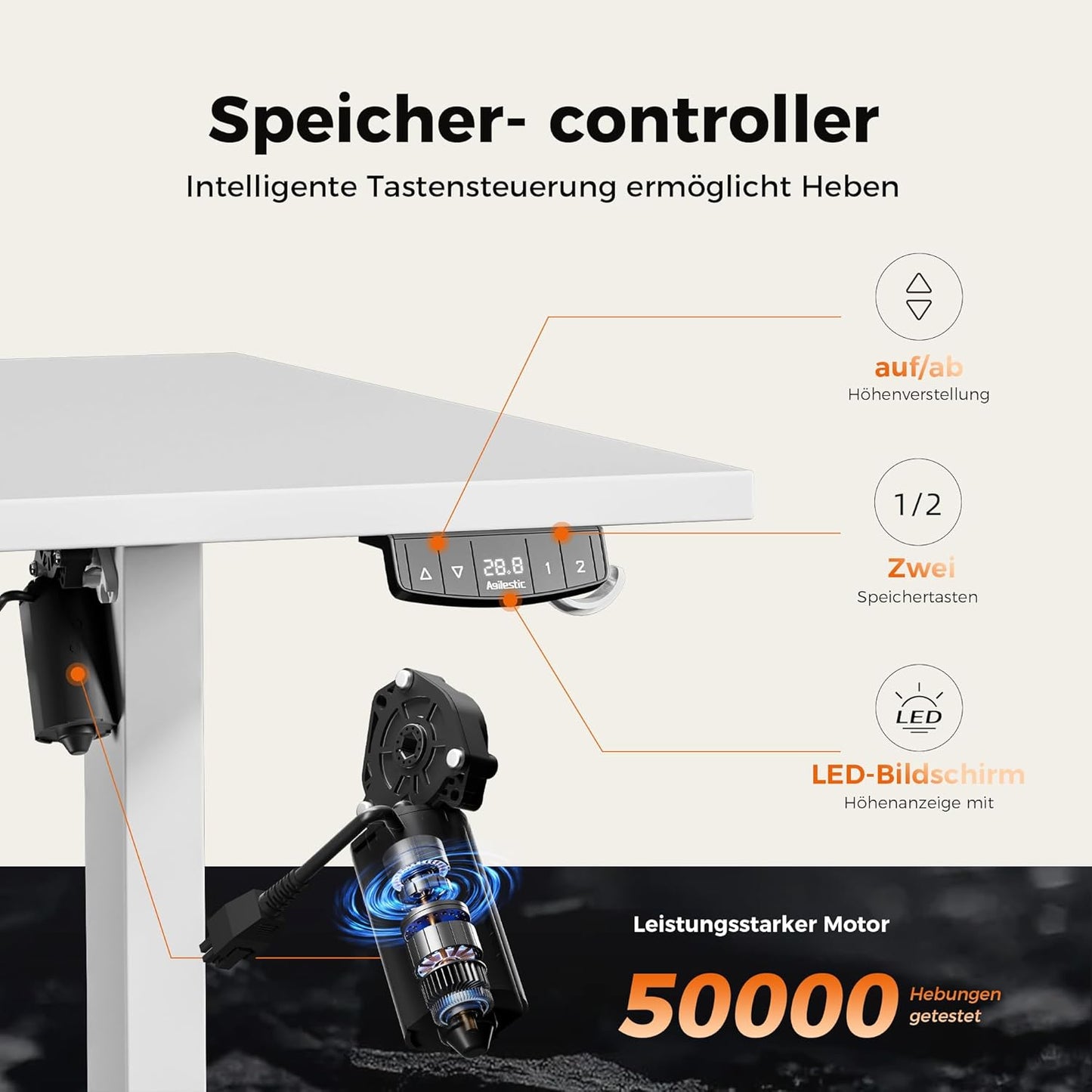 Agilestic höhenverstellbarer Schreibtisch elektrisch – ergonomisch, stabil, flexibel