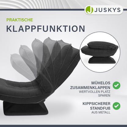 JUSKYS Relaxsessel Korsika, Cord, 360° drehbar & klappbar, Dunkelgrau, Metallrahmen