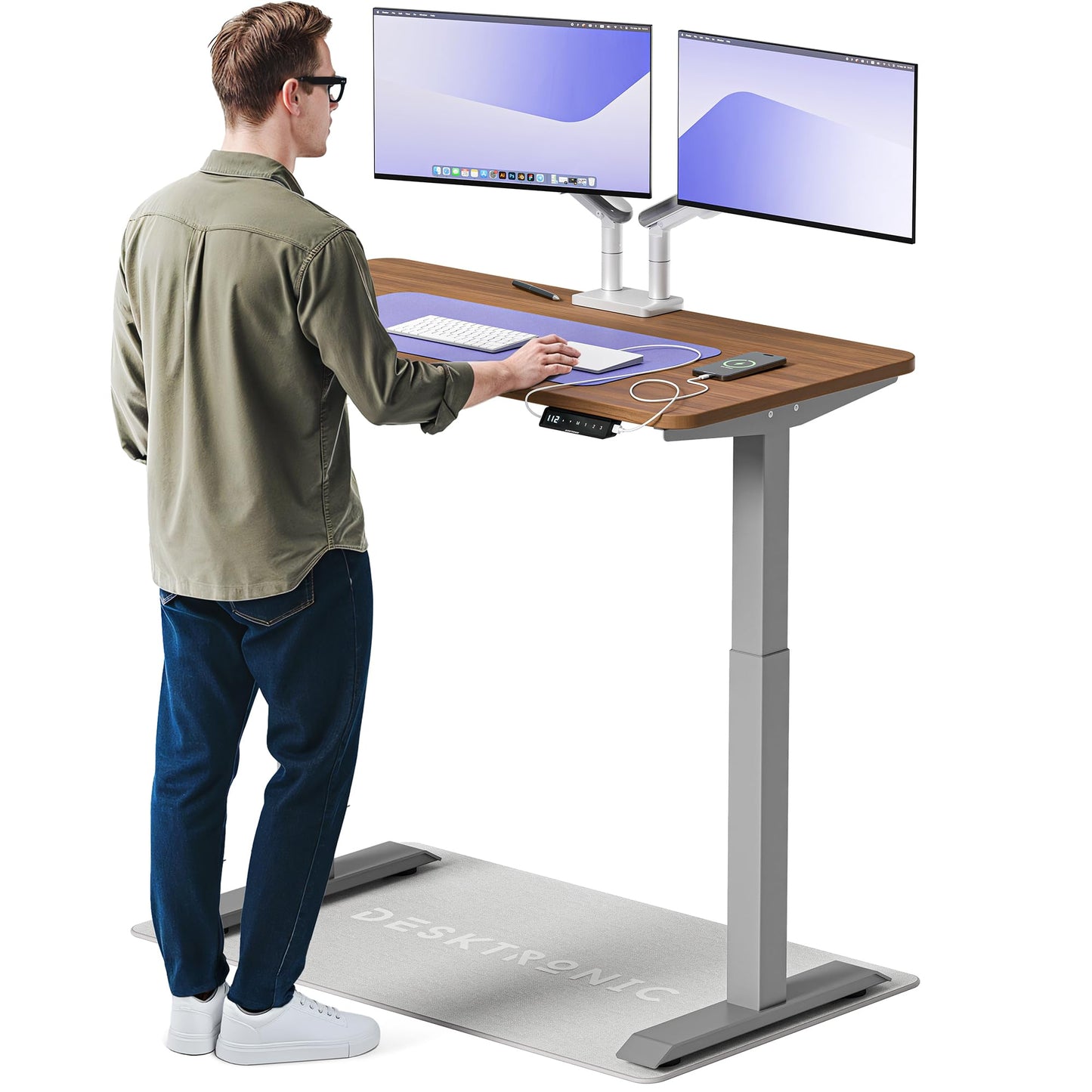 Desktronic HomeOne Elektrisch Höhenverstellbarer Schreibtisch, USB-Anschlüsse, Ergonomisch