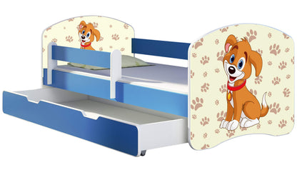 ACMA Kinderbett Jugendbett mit Einer Schublade und Matratze Blau mit Rausfallschutz Lattenrost II 140x70 160x80 180x80 (36 Feuerwehr, 160x80)