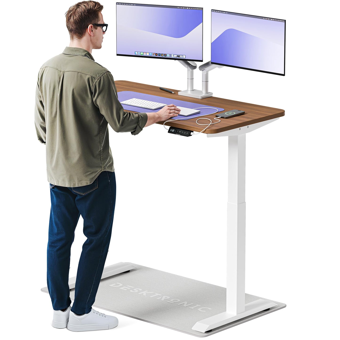 Desktronic HomeOne Elektrisch Höhenverstellbarer Schreibtisch, USB-Anschlüsse, Ergonomisch