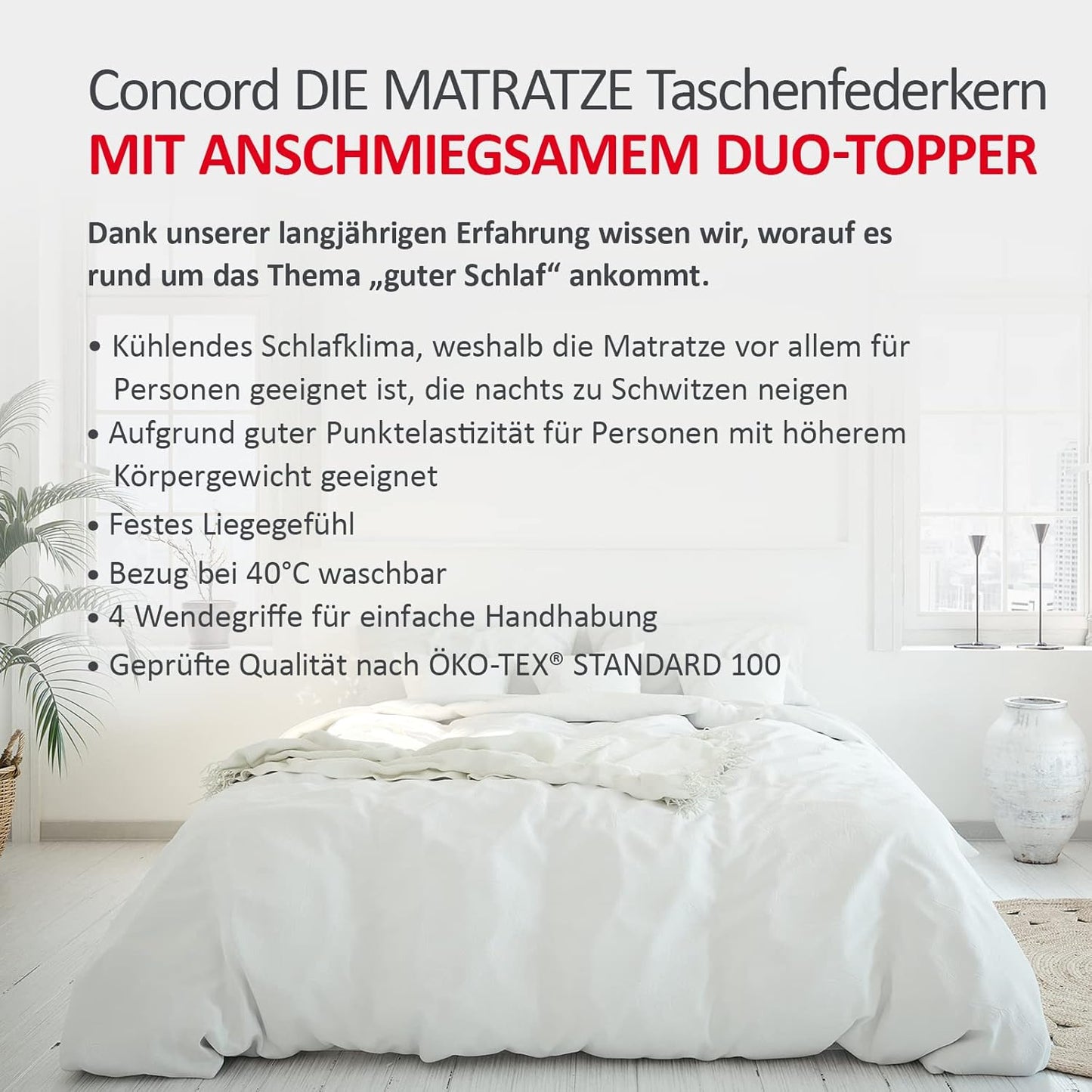 Matratzen Concord Taschenfederkernmatratze mit Duo Topper, Kaltschaum, Öko-Tex, atmungsaktiv